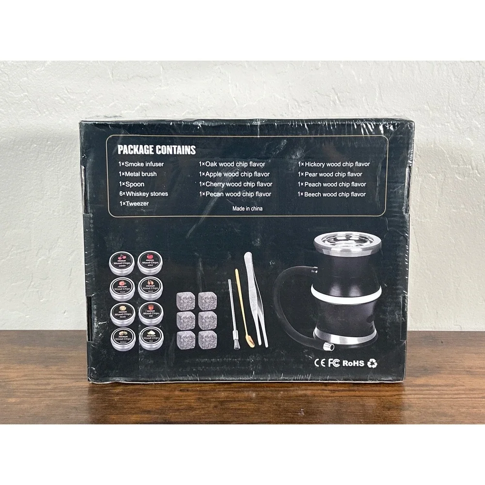 Electric Cocktail Smoker Kit with‎ 8 Wood Chip Flavors and 6 Whiskey Stones New